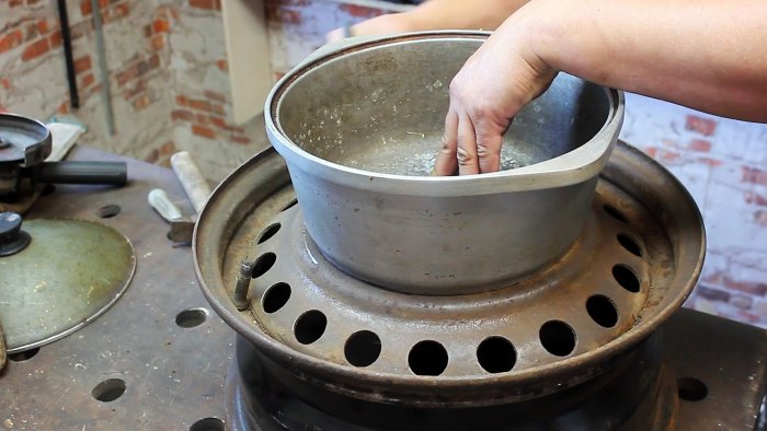 Как из колесных дисков сделать переносную печь под казан