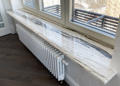 Подоконники из белого мрамора в Москве и городах России для квартир и загородных домов на заказ